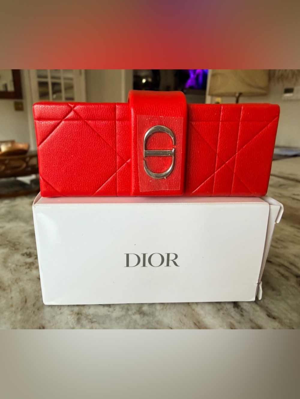 Dior Red Cannage Print Lipstick Holder 
‘CD’ branding & inside Mirror NEW in box